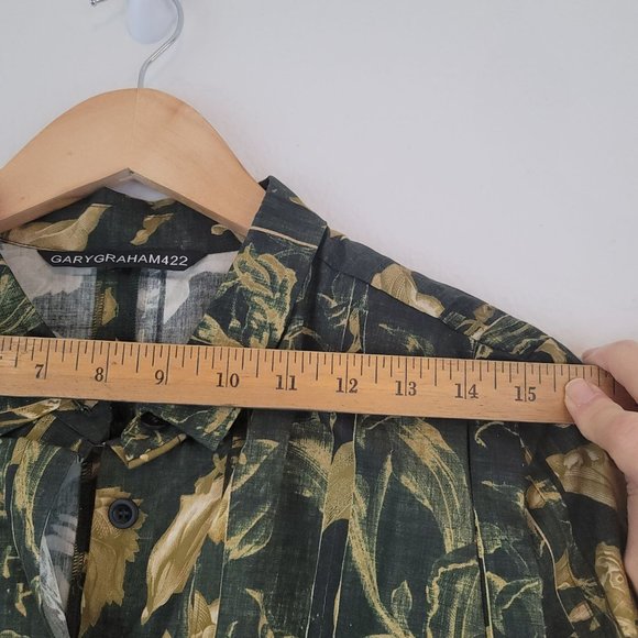 GARYGraham422 Womens Size L Army Floral Long Sleeve Dress Button Front Tie Back - Picture 11 of 12